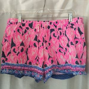 Lilly Pulitzer Katia Beach Shorts size L flamingos